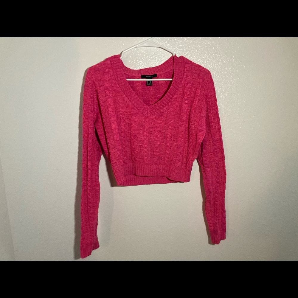 Cropped hot pink sweater